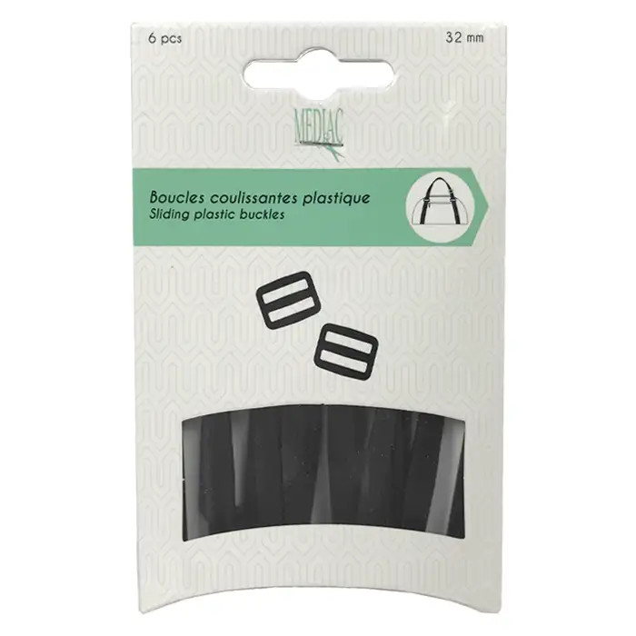 Boucles coulissantes plastiques 32mm (6pcs) Boucles coulissantes plastiques 32mm (6pcs)