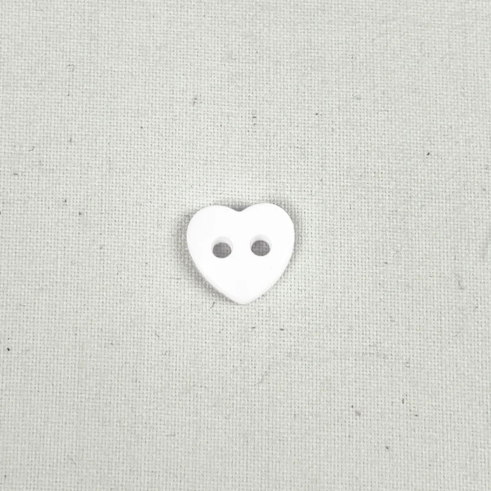 Bouton 12mm forme de coeur blanc uni Bouton 12mm forme de coeur blanc uni