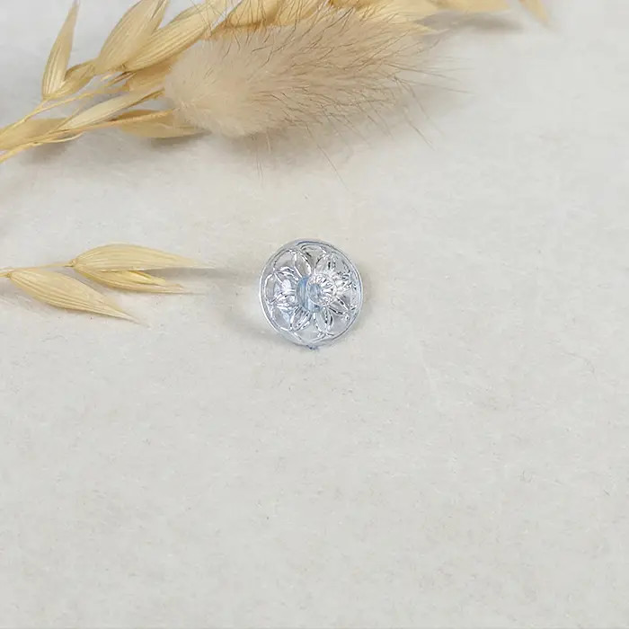 Bouton Fleur bleu/transparente 12mm Bouton Fleur bleu/transparente 12mm
