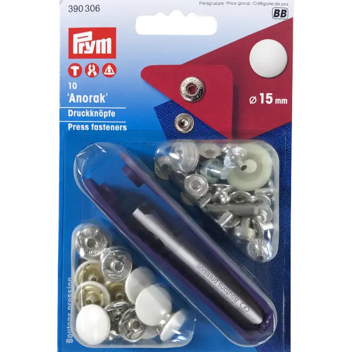 Bouton pression 15mm blanc Prym Bouton pression 15mm blanc Prym