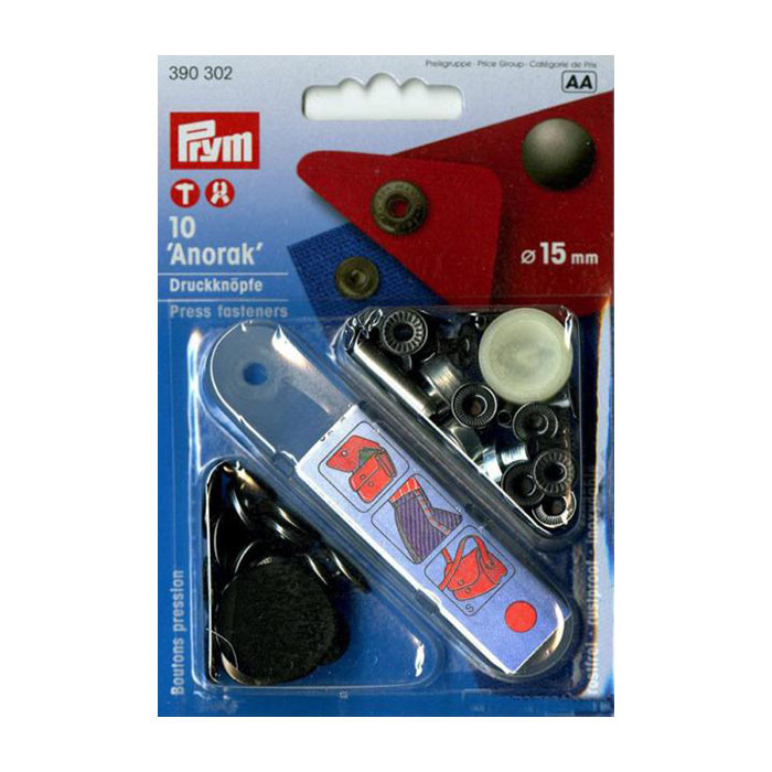 Bouton pression 15mm gris foncé Prym Bouton pression 15mm gris foncé Prym