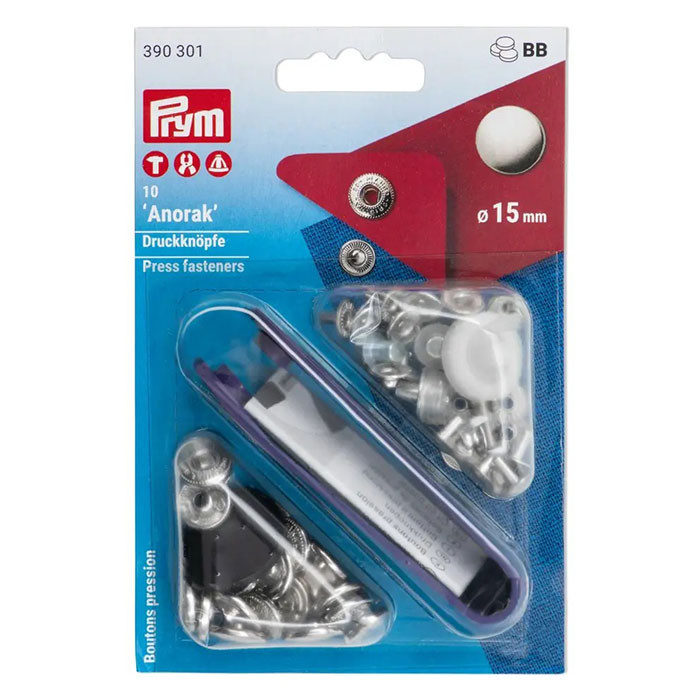 Bouton pression Anorak 15mm argent Prym Bouton pression Anorak 15mm argent Prym