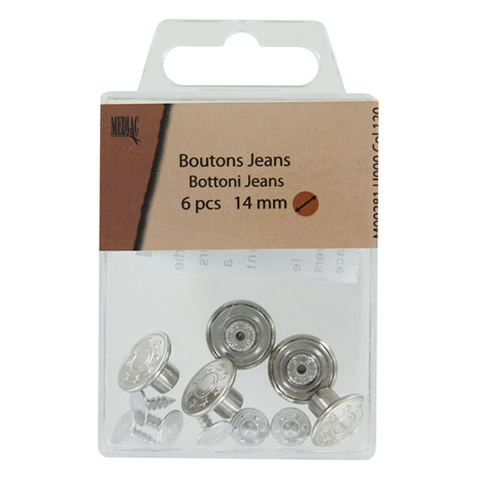 Boutons jeans (6) argentés Boutons jeans (6) argentés