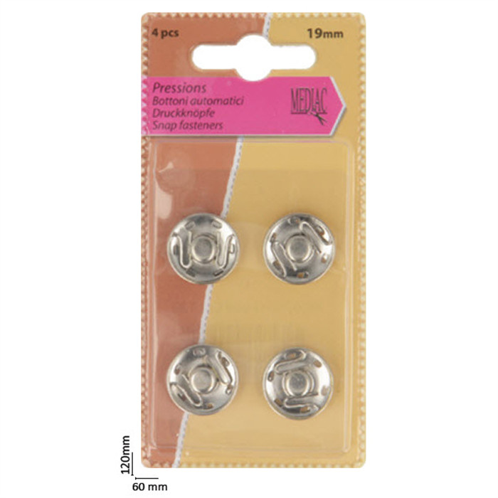 Boutons pression 19mm à coudre argentés Boutons pression 19mm à coudre argentés