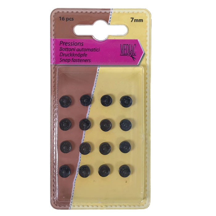 Boutons pression à coudre 7mm noirs Boutons pression à coudre 7mm noirs