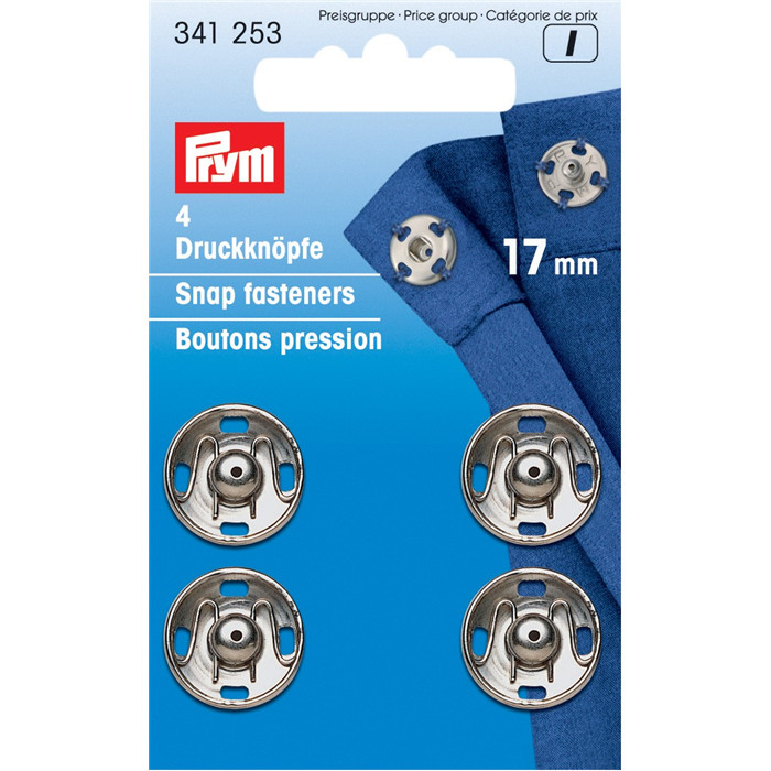 Boutons pression à coudre argent 17mm Prym Boutons pression à coudre argent 17mm Prym