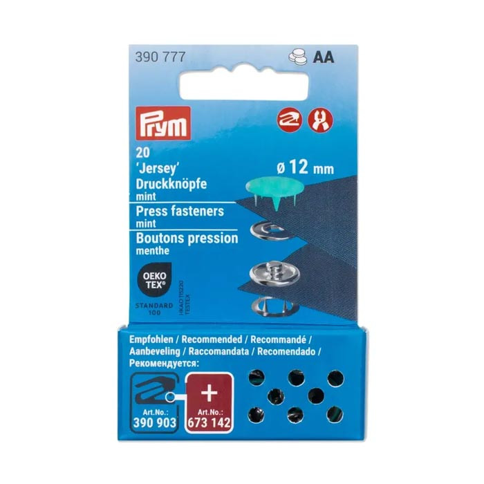 Boutons pression Jersey 12mm menthe Prym Boutons pression Jersey 12mm menthe Prym