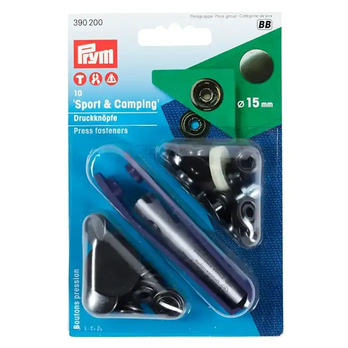 Boutons pression sport/camping 15mm noir Prym Boutons pression sport/camping 15mm noir Prym