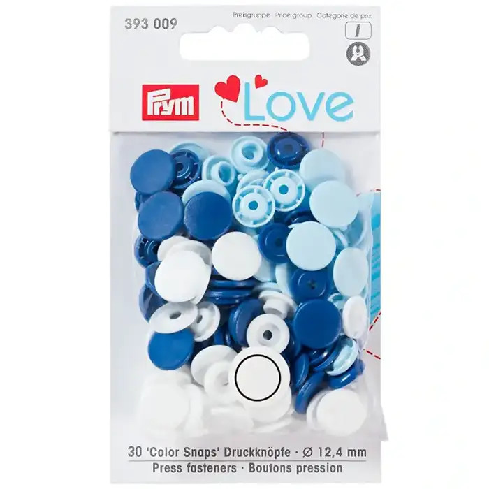 Boutons pressions Prym 12.4mm bleus & blancs Boutons pressions Prym 12.4mm bleus & blancs