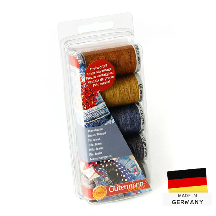 Box de 5 bobines de fis à coudre Jeans Gütermann Box de 5 bobines de fis à coudre Jeans Gütermann