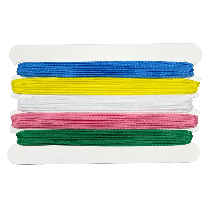 Carte assortiment 5 fils nylon colorés Carte assortiment 5 fils nylon colorés
