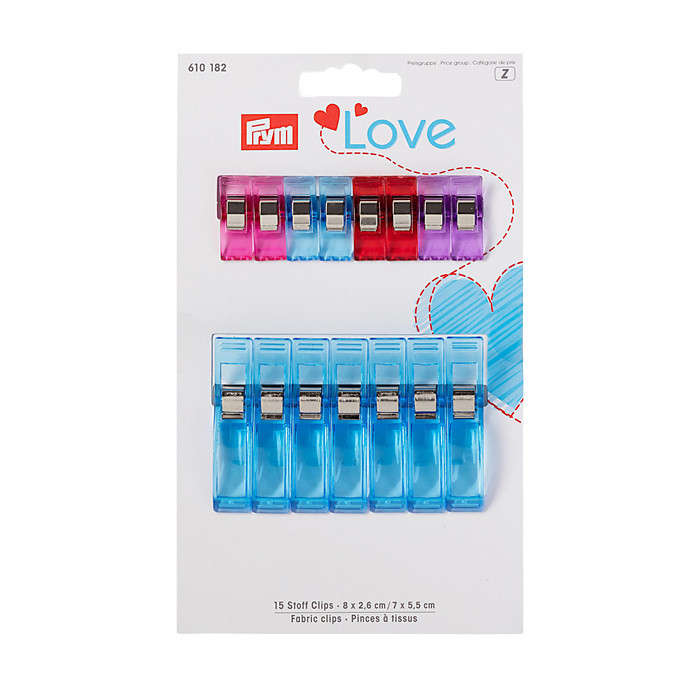 Clips tissus Prym Love 2,6cm (8) et 5,5cm (7) Clips tissus Prym Love 2,6cm (8) et 5,5cm (7)