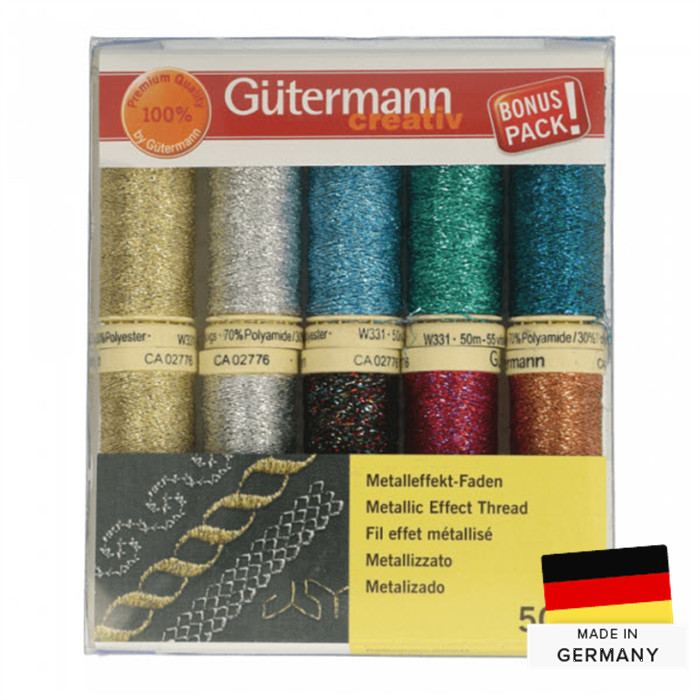 Coffret 10 bobines fil à coudre 50m effet métal Gutermann Coffret 10 bobines fil à coudre 50m effet métal Gutermann