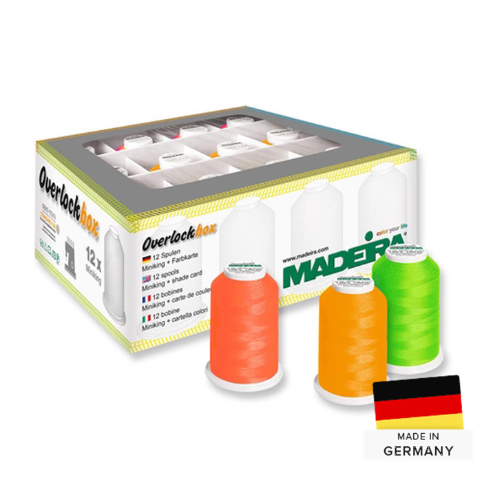 Coffret de fils Madeira Aerolock N°125 Neon (12 x 1200 m) Coffret de fils Madeira Aerolock N°125 Neon (12 x 1200 m)