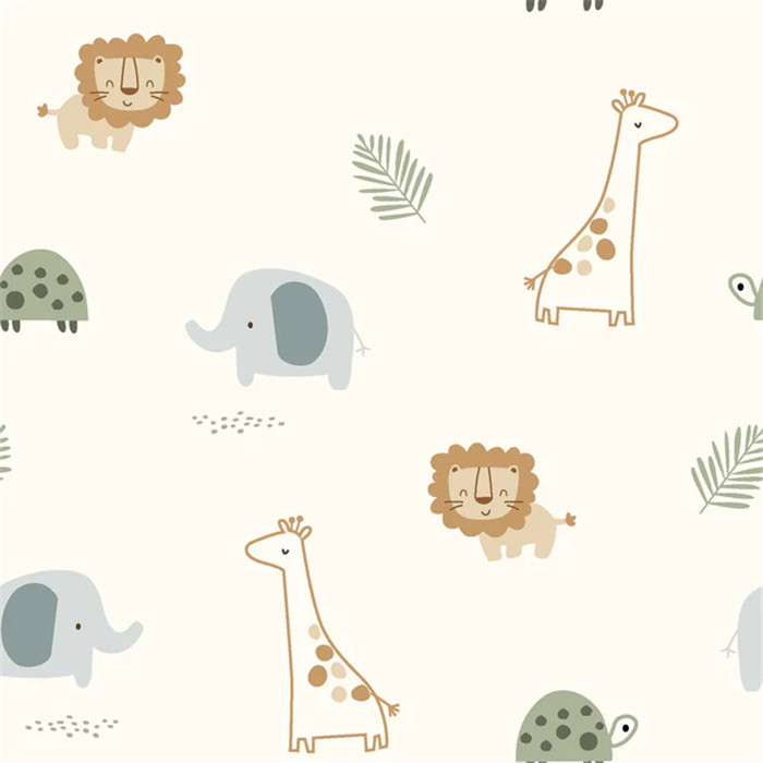 Coton Popeline "animaux savane" blanc cassé 145cm par 50cm Coton Popeline "animaux savane" blanc cassé 145cm par 50cm