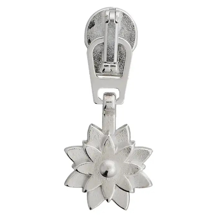 Curseur métallique fleur 10mm argenté Curseur métallique fleur 10mm argenté