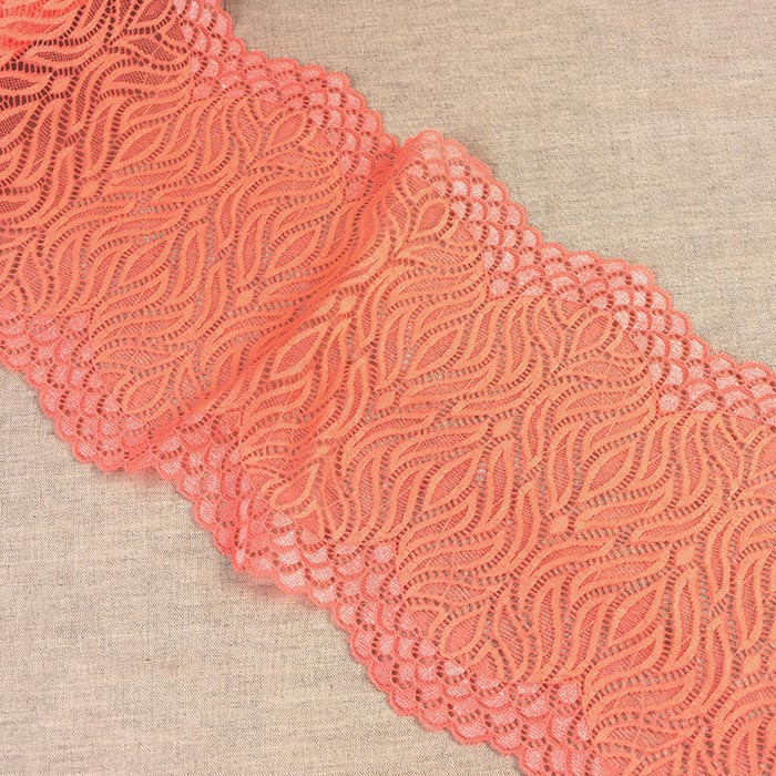 Dentelle élastique flamme rose saumon 20cm /m Dentelle élastique flamme rose saumon 20cm /m