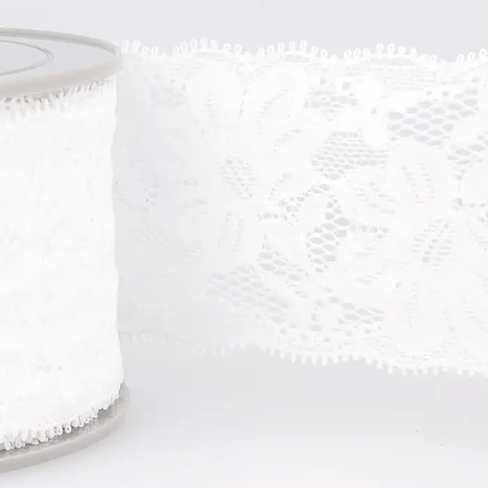 Dentelle élastique fleurs blanc 55mm / m Dentelle élastique fleurs blanc 55mm / m