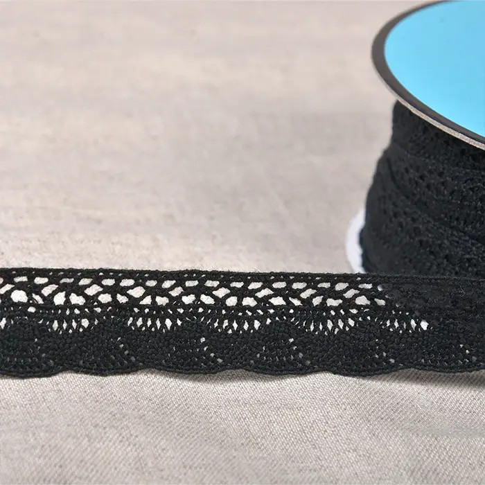 Dentelle éventail noire 19mm au mètre Dentelle éventail noire 19mm au mètre