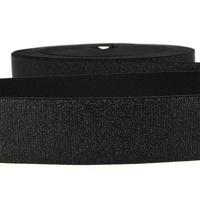 Elastique métal noir 40mm au mètre Elastique métal noir 40mm au mètre