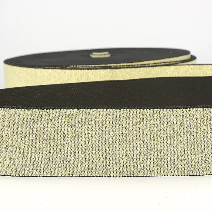 Elastique métal or clair 40mm au mètre Elastique métal or clair 40mm au mètre