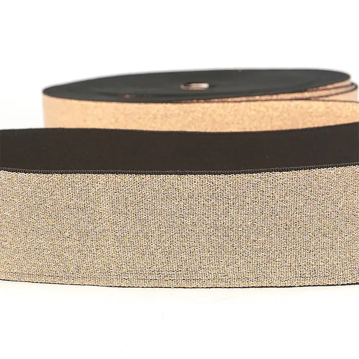 Elastique métal or rosé 40mm au mètre Elastique métal or rosé 40mm au mètre