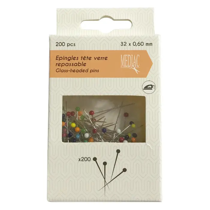 Epingles tête verre multicolores Mediac Epingles tête verre multicolores Mediac