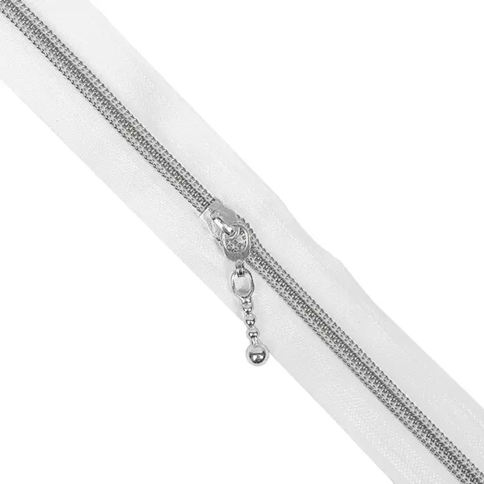 Fermeture à glissière blanche argentée au mètre Fermeture à glissière blanche argentée au mètre