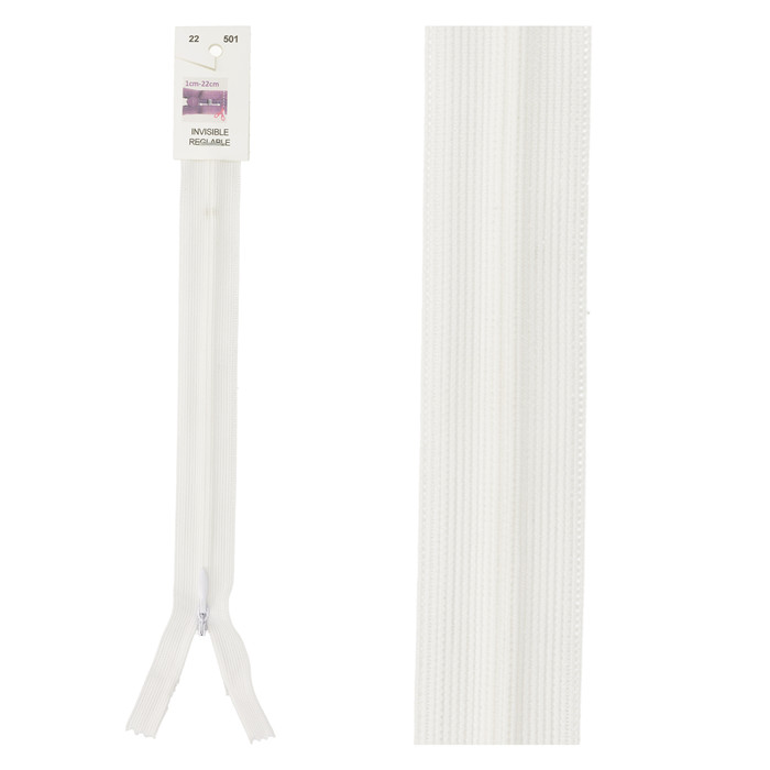 Fermeture invisible réglable 60cm - Blanc Fermeture invisible réglable 60cm - Blanc