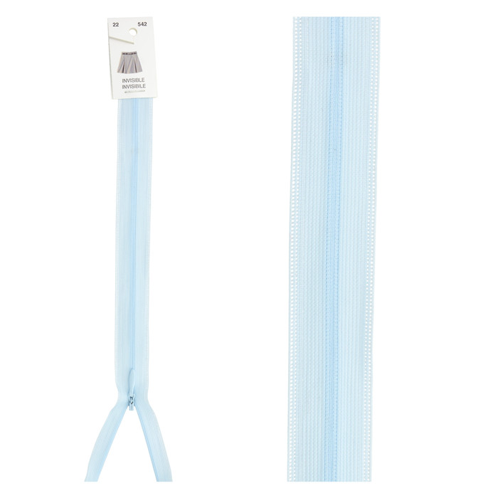 Fermeture invisible réglable 60cm - Bleu ciel Fermeture invisible réglable 60cm - Bleu ciel
