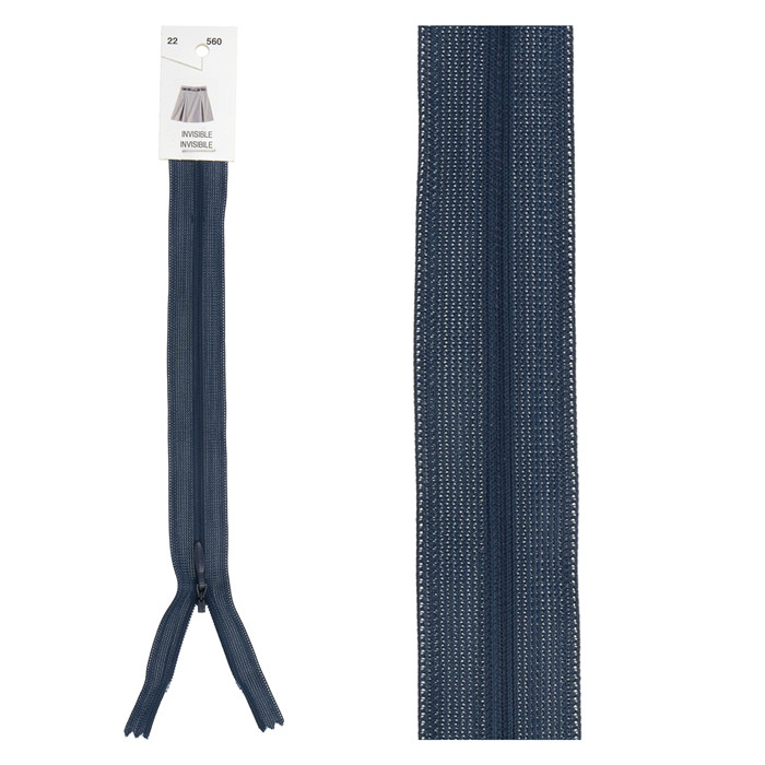 Fermeture invisible réglable 60cm - Marine Fermeture invisible réglable 60cm - Marine