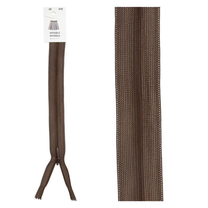 Fermeture invisible réglable 60cm - Marron Fermeture invisible réglable 60cm - Marron