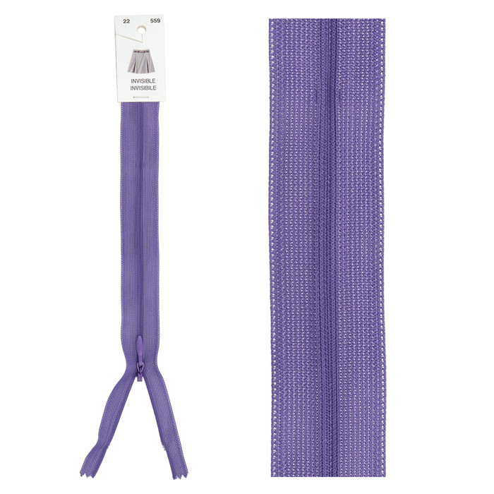Fermeture invisible réglable 60cm - Mauve Fermeture invisible réglable 60cm - Mauve