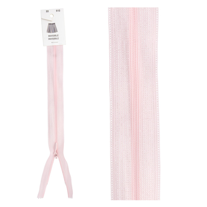 Fermeture invisible réglable 60cm - Rose Layette Fermeture invisible réglable 60cm - Rose Layette