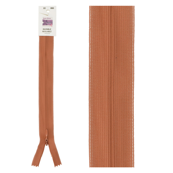 Fermeture invisible réglable 60cm - Rouille Fermeture invisible réglable 60cm - Rouille