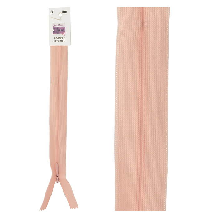 Fermeture invisible réglable 60cm - Saumon Fermeture invisible réglable 60cm - Saumon