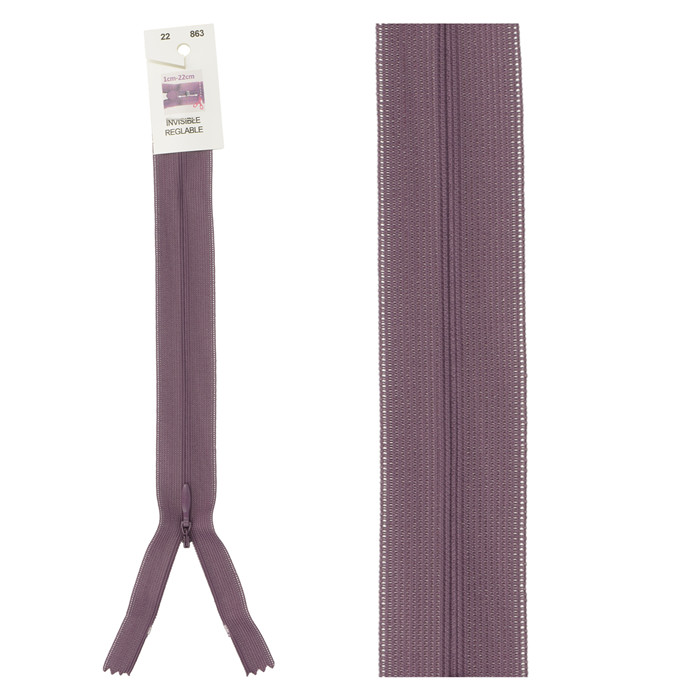 Fermeture invisible réglable 60cm - Violet Fermeture invisible réglable 60cm - Violet