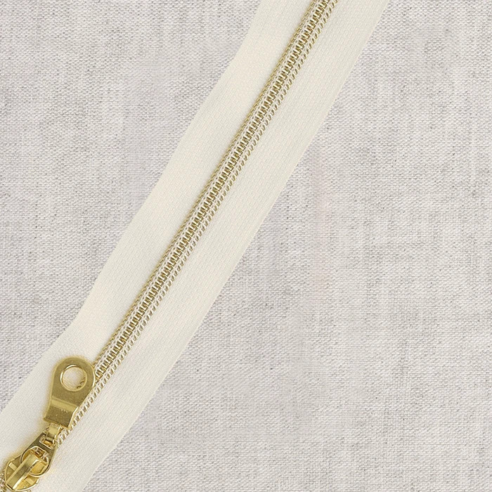 Fermeture spirale métal et curseur Blanc cassé au mètre Fermeture spirale métal et curseur Blanc cassé au mètre