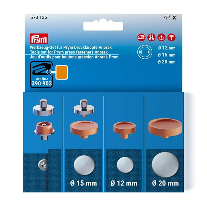 Jeu d'outils boutons pression Anorak 12,15,20mm Prym Jeu d'outils boutons pression Anorak 12,15,20mm Prym