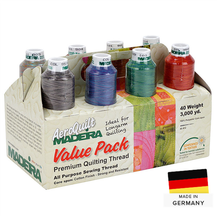 Kit de fils AeroQuilt 8x 2750m MADEIRA Kit de fils AeroQuilt 8x 2750m MADEIRA