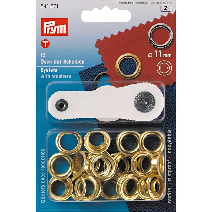 Oeillets et rondelles 11mm avec outil Prym - Or Oeillets et rondelles 11mm avec outil Prym - Or