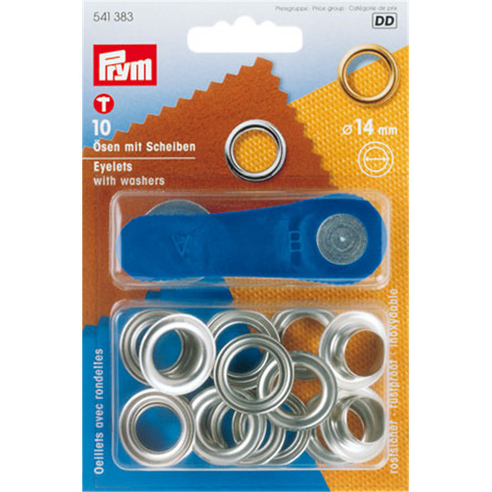 Oeillets et rondelles 14mm argentés Prym Oeillets et rondelles 14mm argentés Prym