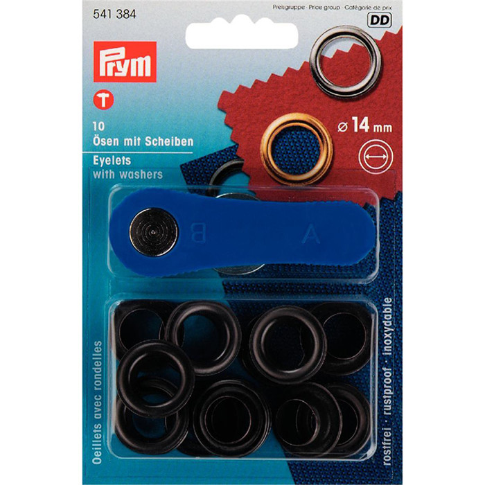 Oeillets et rondelles 14mm noirs Prym Oeillets et rondelles 14mm noirs Prym