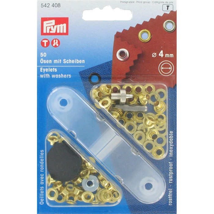 Oeillets et rondelles 4mm dorés Prym Oeillets et rondelles 4mm dorés Prym