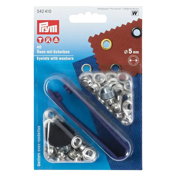 Oeillets et rondelles 5mm argentés Prym Oeillets et rondelles 5mm argentés Prym