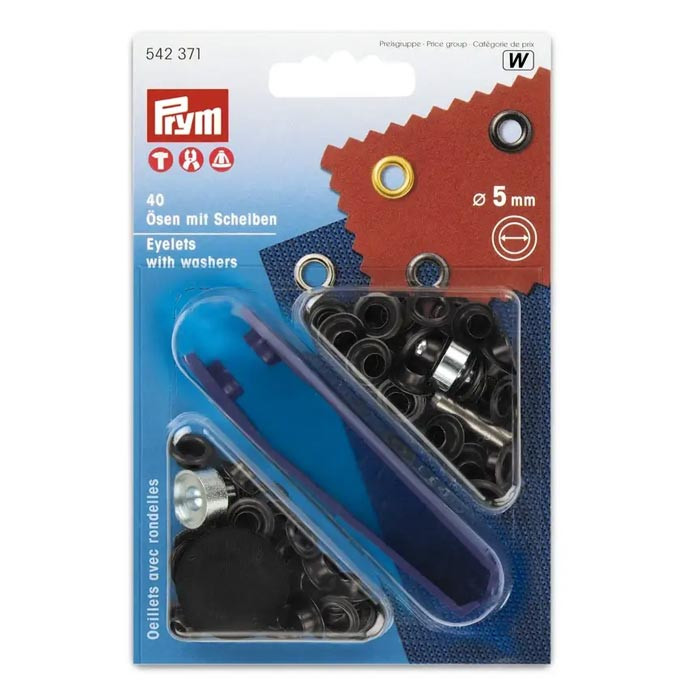 Oeillets et rondelles 5mm noirs Prym Oeillets et rondelles 5mm noirs Prym