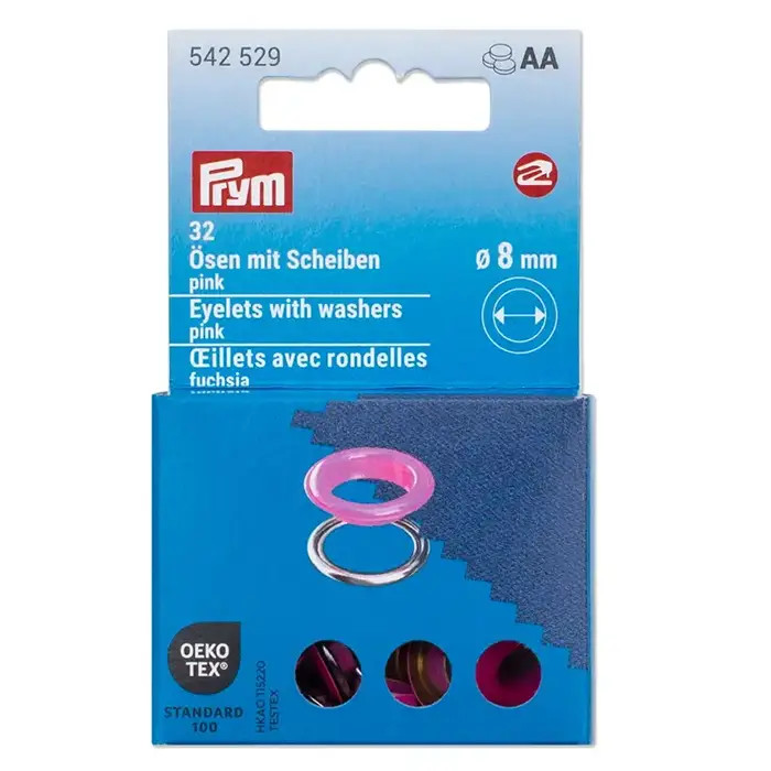 Oeillets et rondelles 8mm fuchsia Prym Oeillets et rondelles 8mm fuchsia Prym