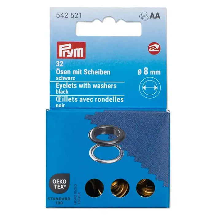 Oeillets et rondelles 8mm noir Prym Oeillets et rondelles 8mm noir Prym