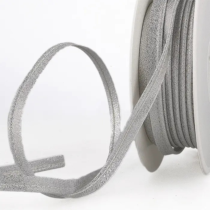 Passepoil lurex gris 10mm au mètre Passepoil lurex gris 10mm au mètre