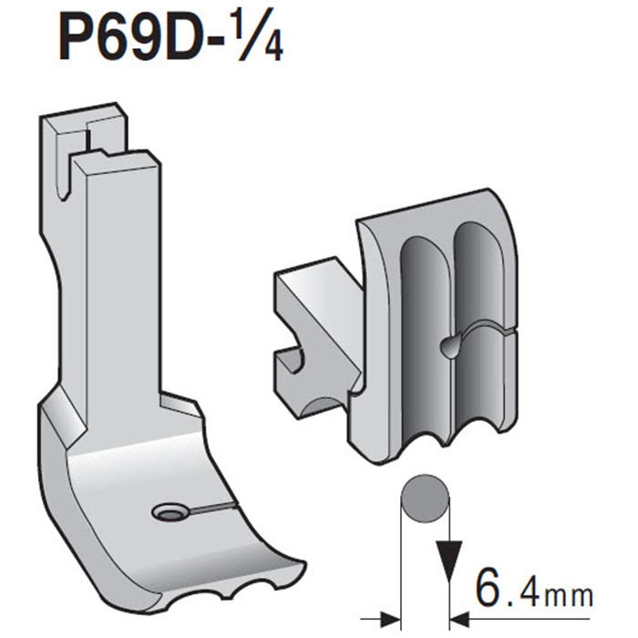 Pied double passepoil, perles P69D 1/4" (6,4mm) Pied double passepoil, perles P69D 1/4" (6,4mm)